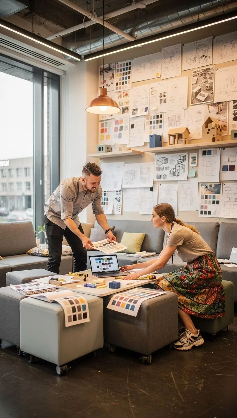 Loov kontorisisustus, mis toetab koostööd ja avatud suhtlemist.